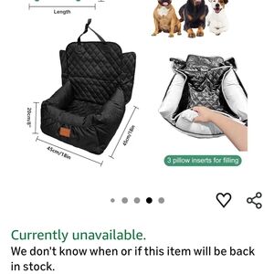 Black Quilted Dog Car Seat- Machine Washable And Waterproof